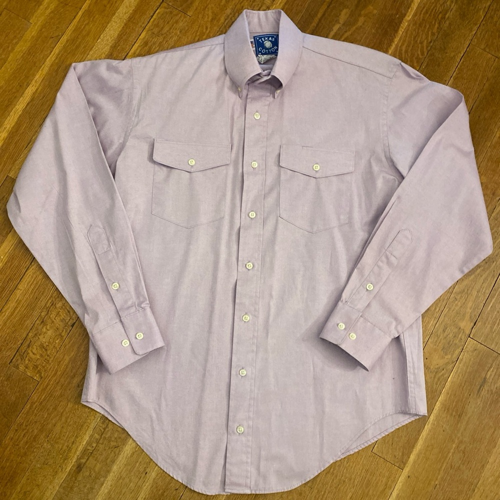 Texas Cotton Western Long Sleeve Shirt Men’s Small Lavender Cowboy Ranch USA